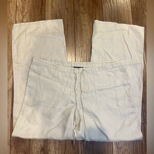 VENUS Cream/Beige 100% Linen Trousers